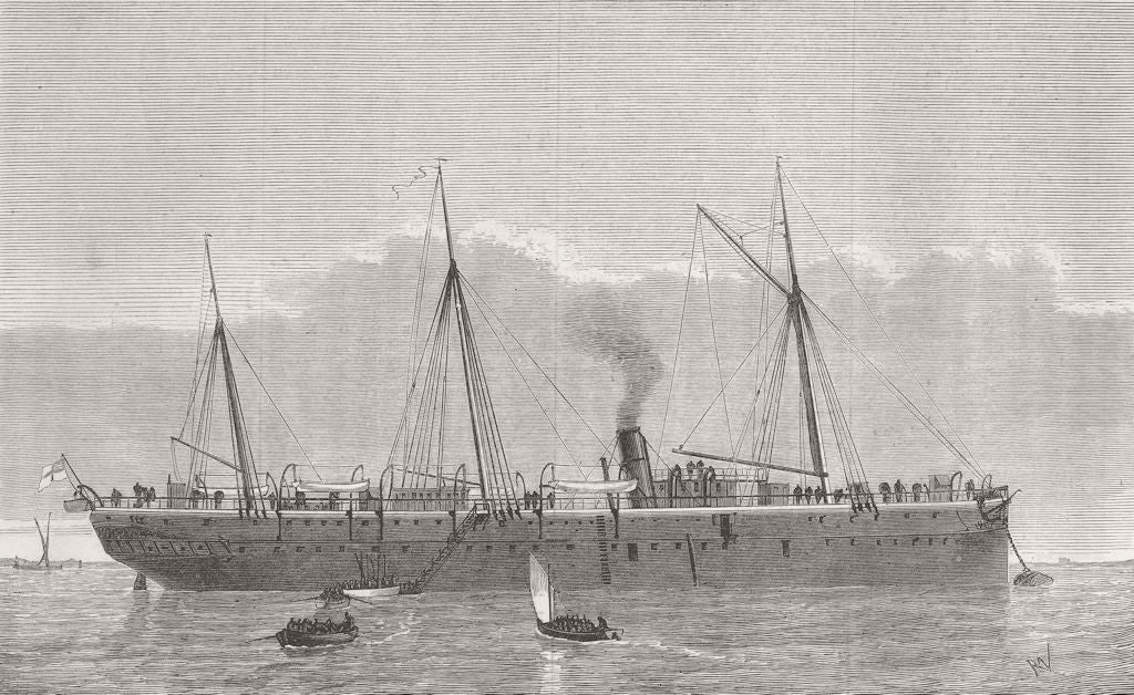 SHIPS. H M troop-ship Assistance 1876 old antique vintage print picture